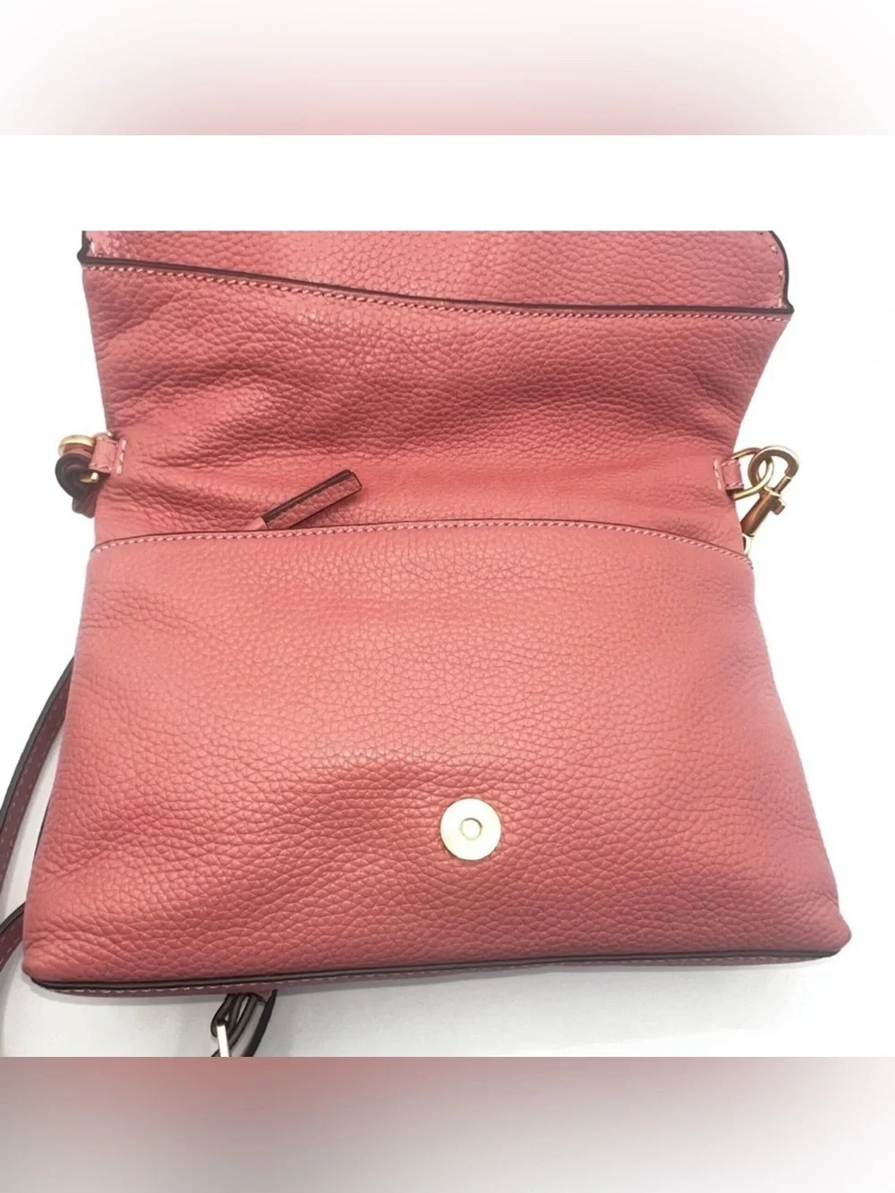 Tory Burch McGraw Fold-Over Crossbody in the shade Pink Magnolia